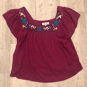 Forever 21 Embroidered Peasant Blouse